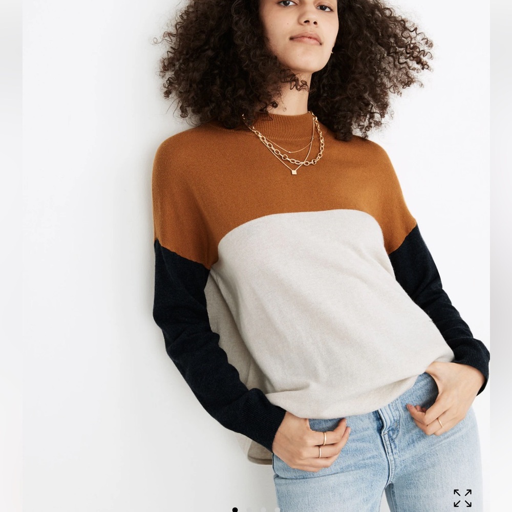 Madewell Colorblock Ashbury Mockneck Sweater
